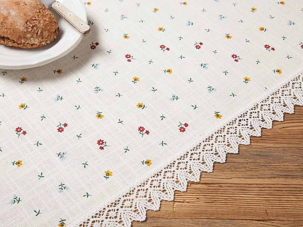 Runde Tischdecke Halbleinen-Druck "Sarah", 180 cm Durchmesser 