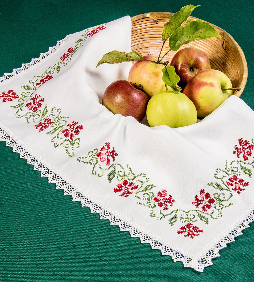 Brotkorbdecke "Blumenranke", 50x50 cm