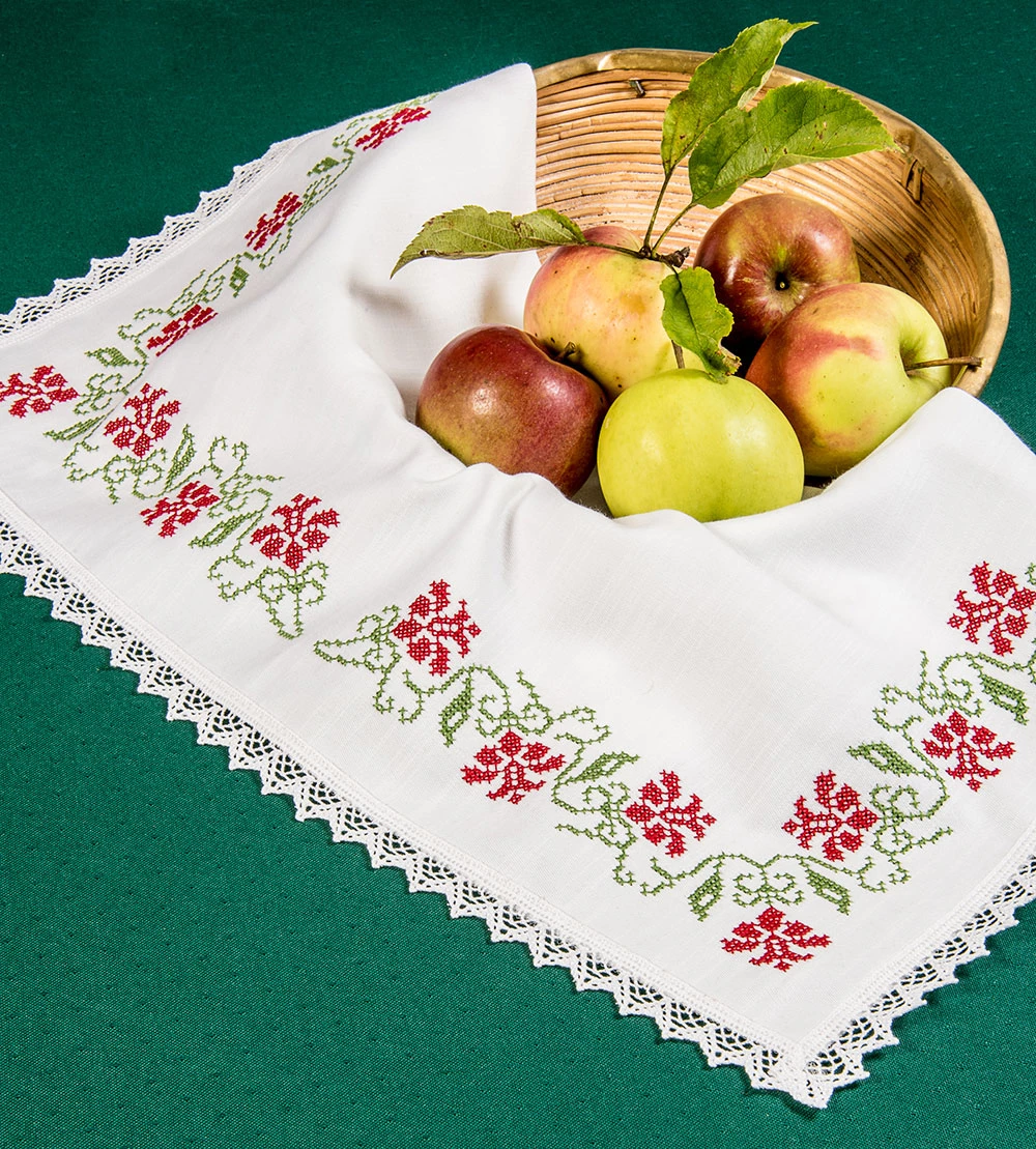 Brotkorbdecke "Blumenranke", 50x50 cm