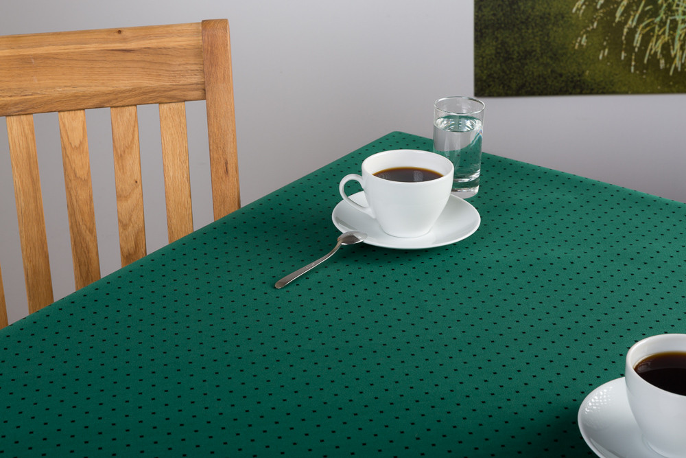 Punktdamast mit Saum Tischtuch oval 165x240 cm