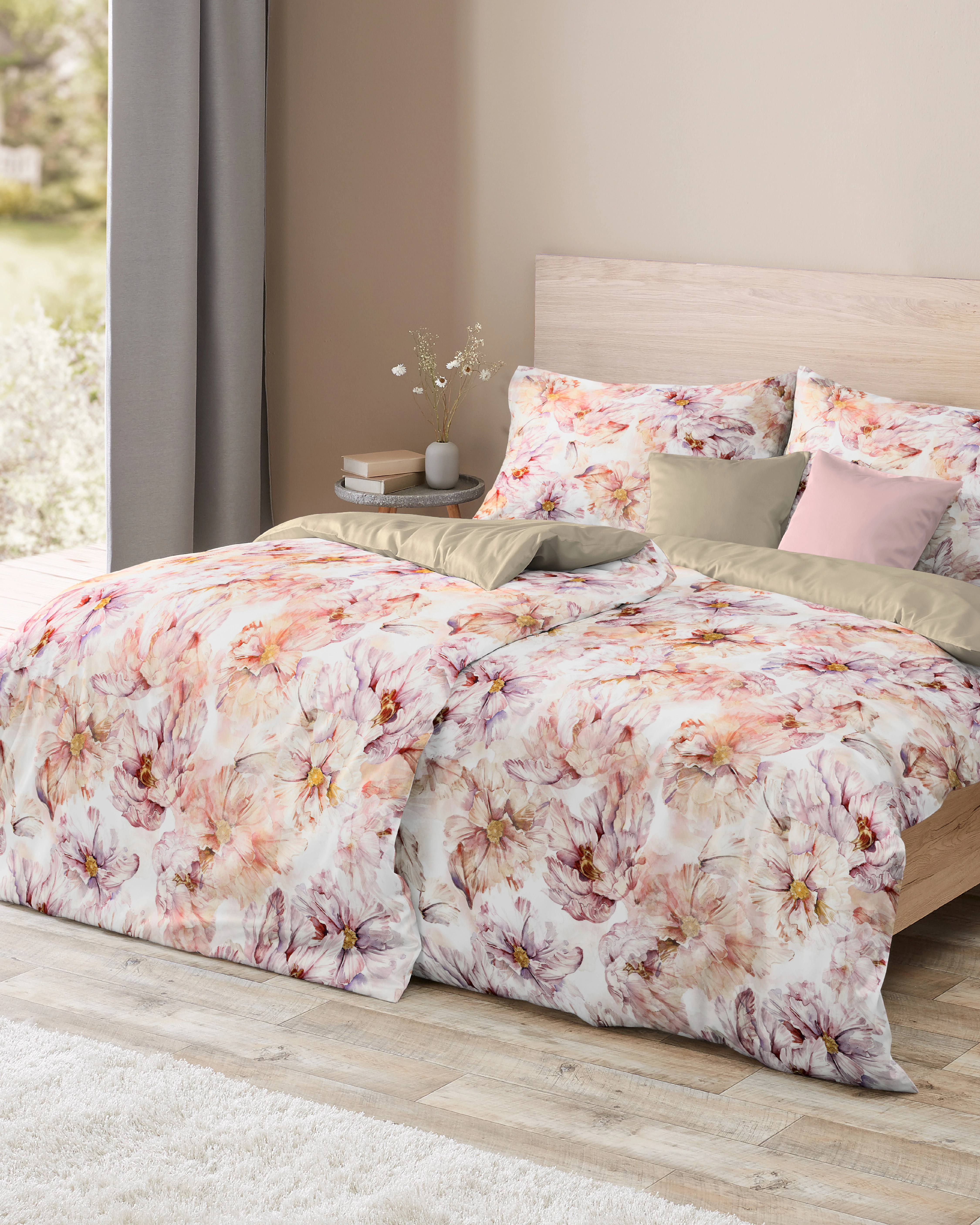 Garnitur Bed Art große Blüten, 140x200/70x90 cm