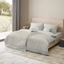 Edle Mako Damast Bettwäsche "Opal" Blätter,  140x200/ 70x90 cm