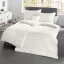 Edle Mako Damast Bettwäsche "Opal" Blätter,  140x200/ 70x90 cm