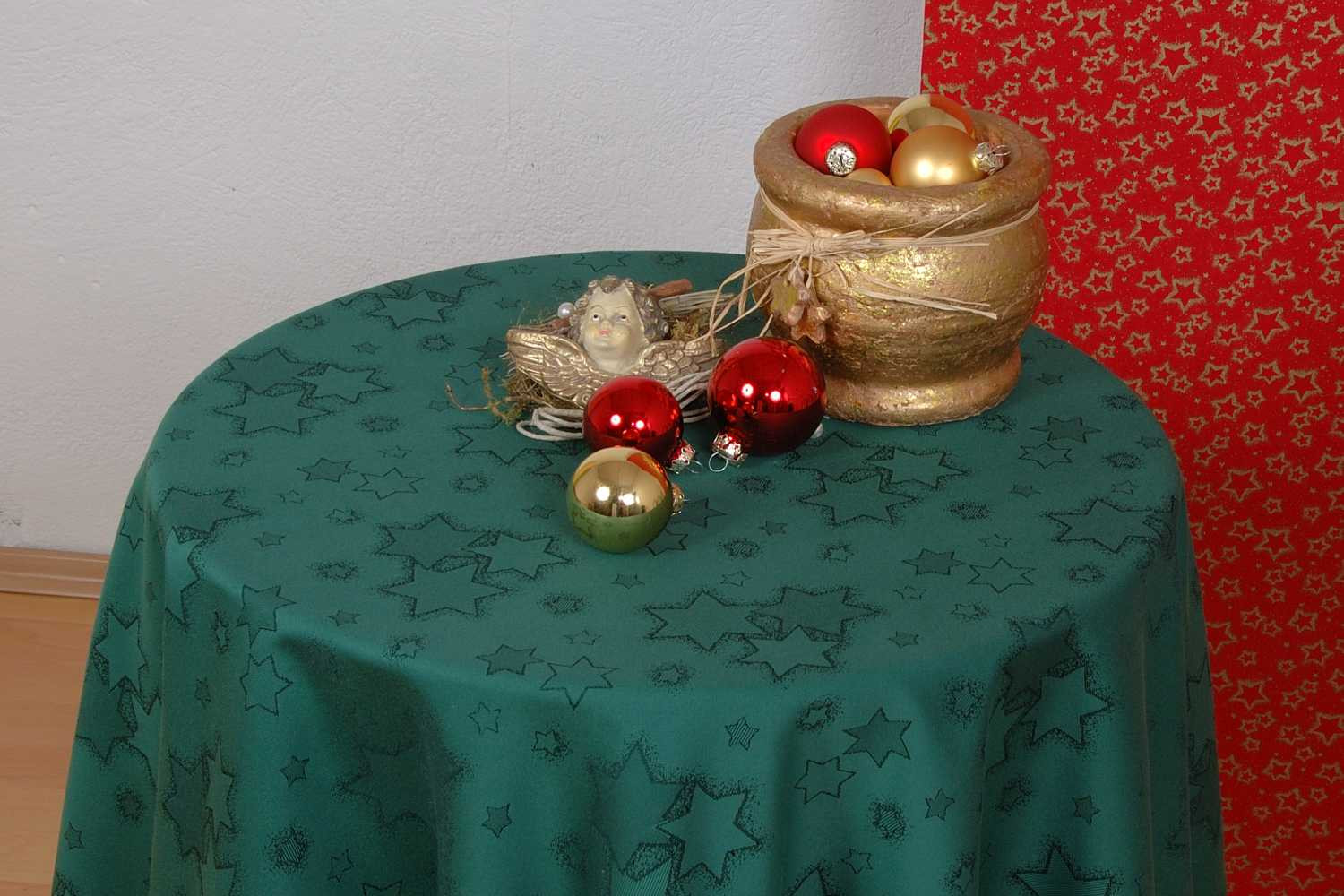 Weihnachtsdamast Tischtuch oval 165x240 cm