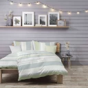 Leinenbettwäsche Nizza grüne Streifen 140x200/70x90 cm