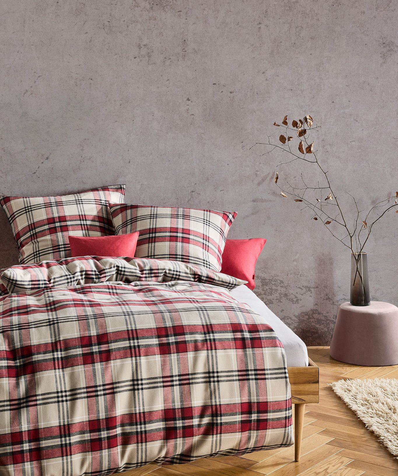 Flanell Bettwäsche Lech Karo, 140x200/70x90 cm, 2 Stück lagernd