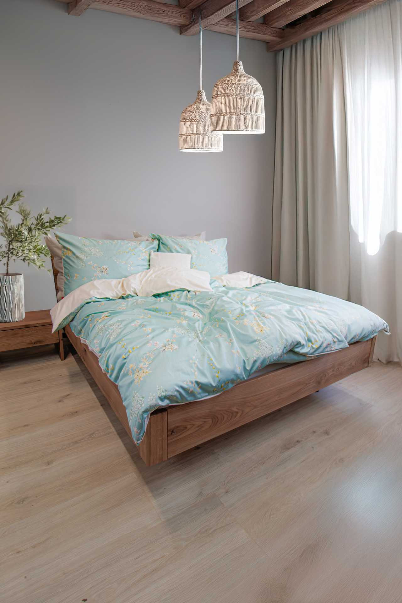 Wendebettwäsche BED ART zierliche Blüten, 140x200/70x90 cm,