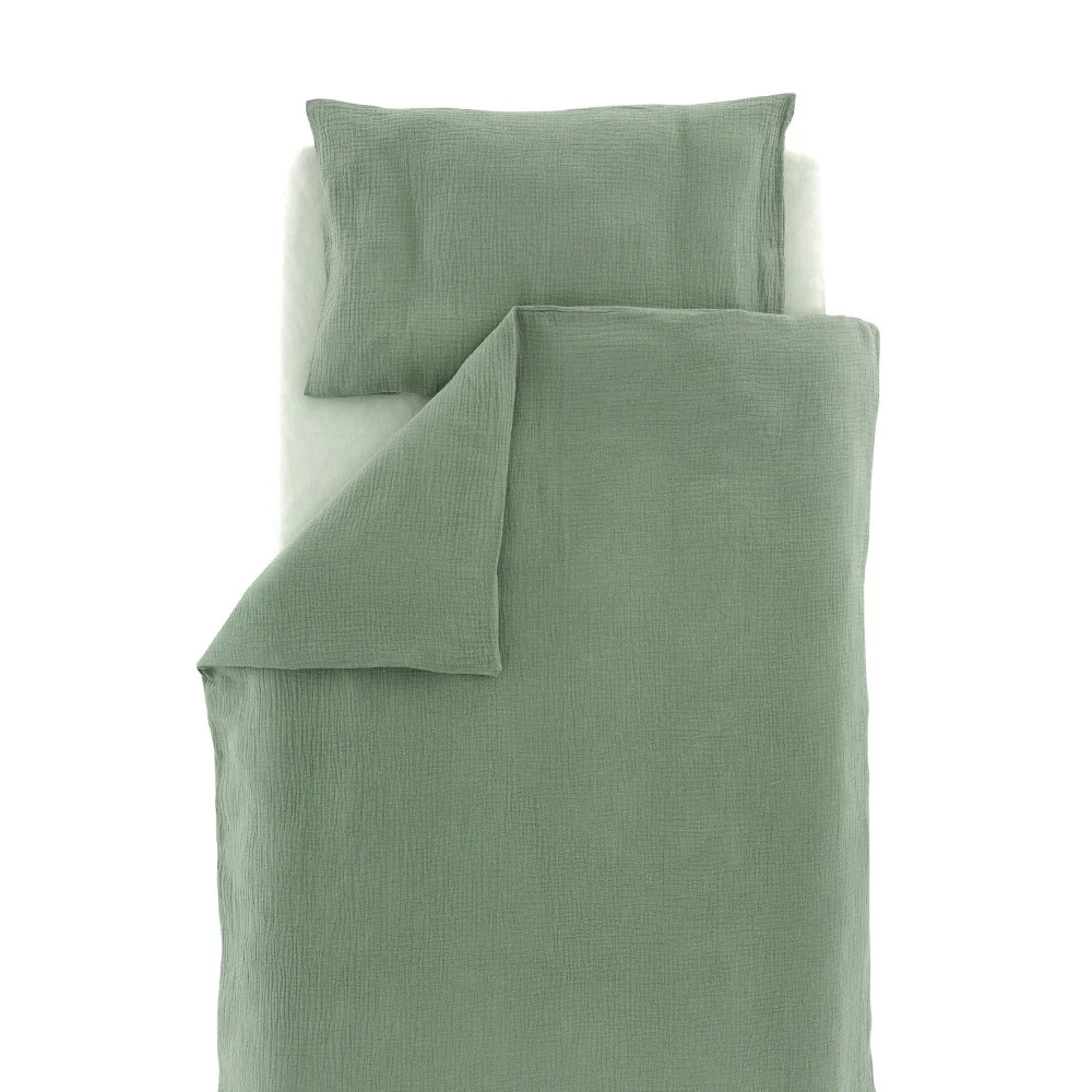 Musselinbettwäsche salbei grün 100x135/40x60 cm