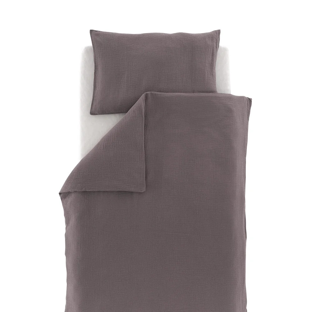 Musselinbettwäsche schokopflaume 100x135/40x60 cm