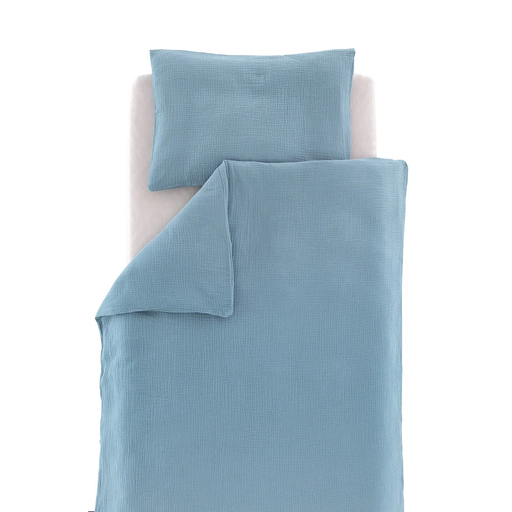 Musselinbettwäsche hellblau 100x135/40x60 cm