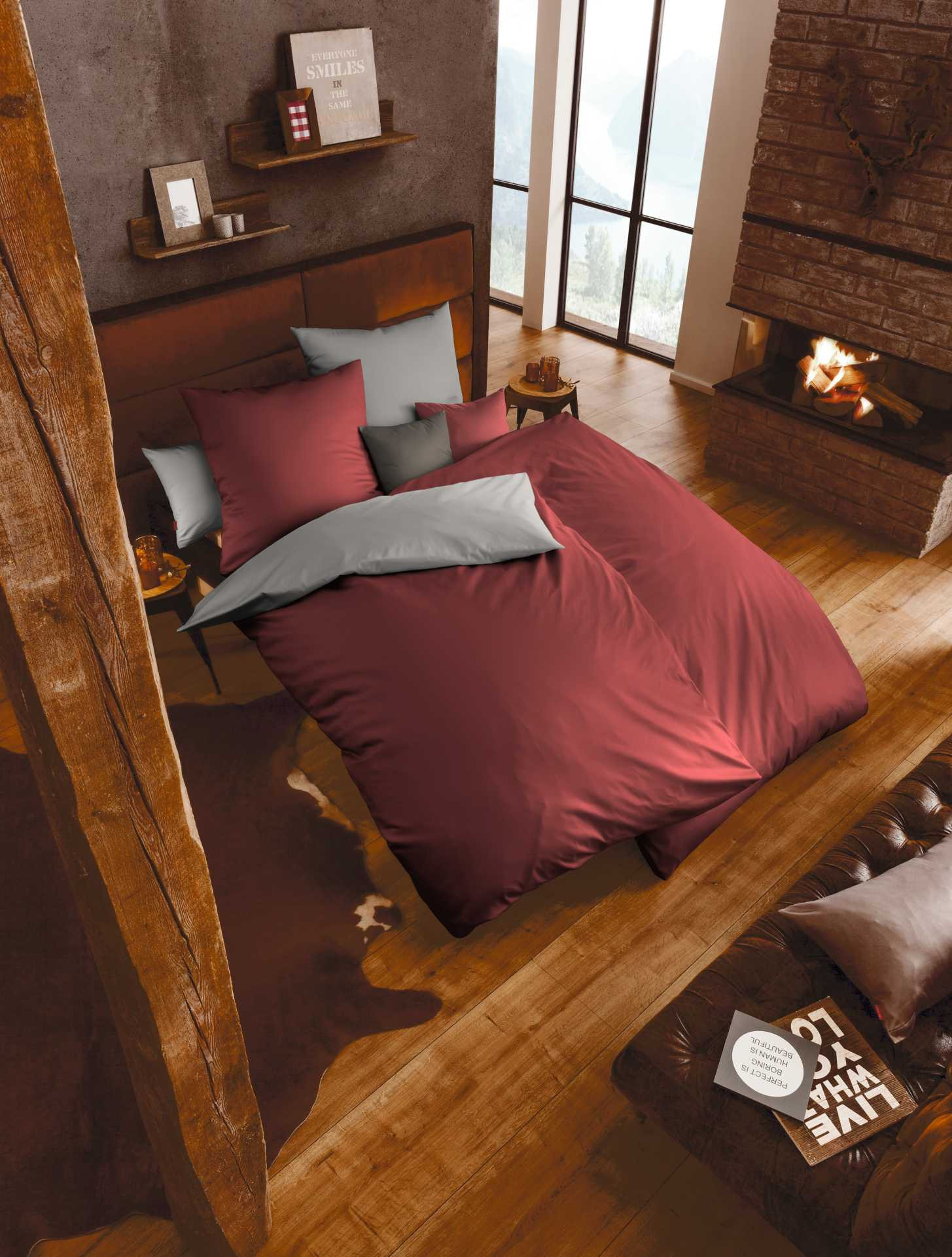 Wendebettwäsche Lech Uni mit feinem Fischgratmuster