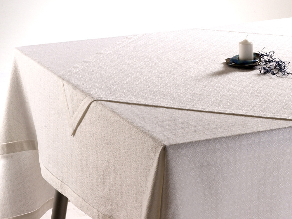 Raute Halbleinen Deckserviette 85x85 cm mit Hohlsaum